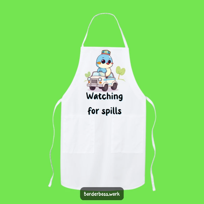 Funny Bluebird Chef Apron: Vigilant Patrol Kitchen Gift
