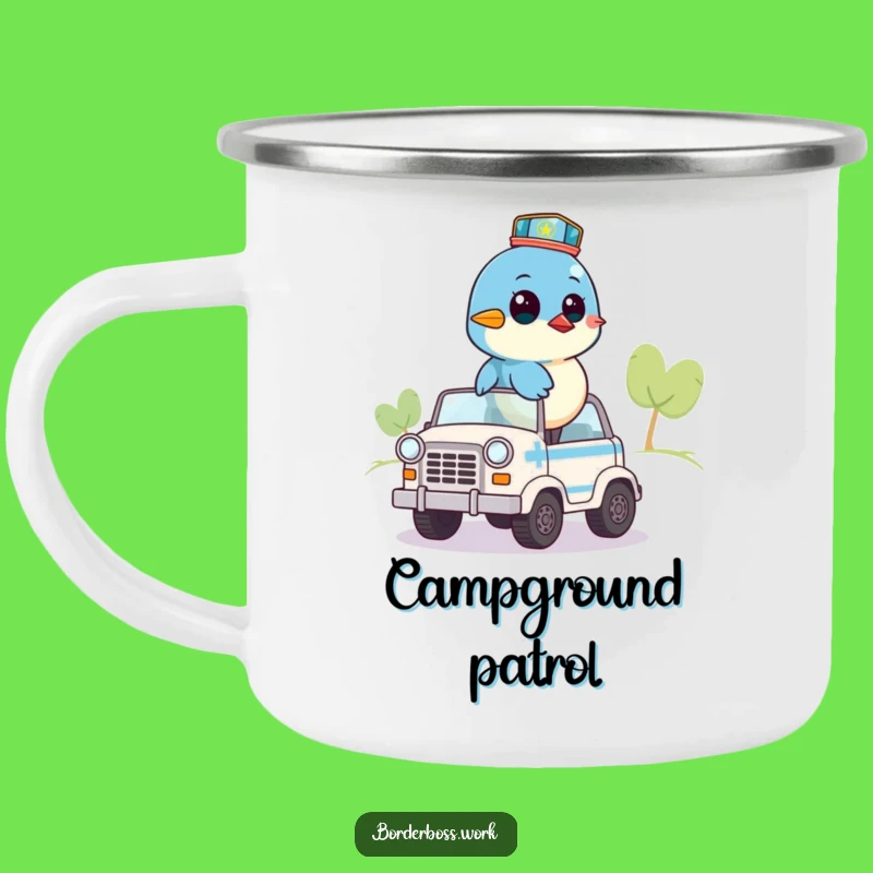 Funny Bluebird Campfire Mug: Vigilant Patrol for Outdoor Fun