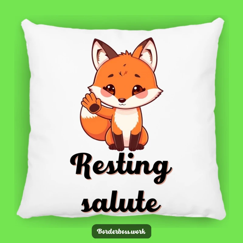 Funny Fox Pillow: Playful Salute Accent for Cozy Comfort
