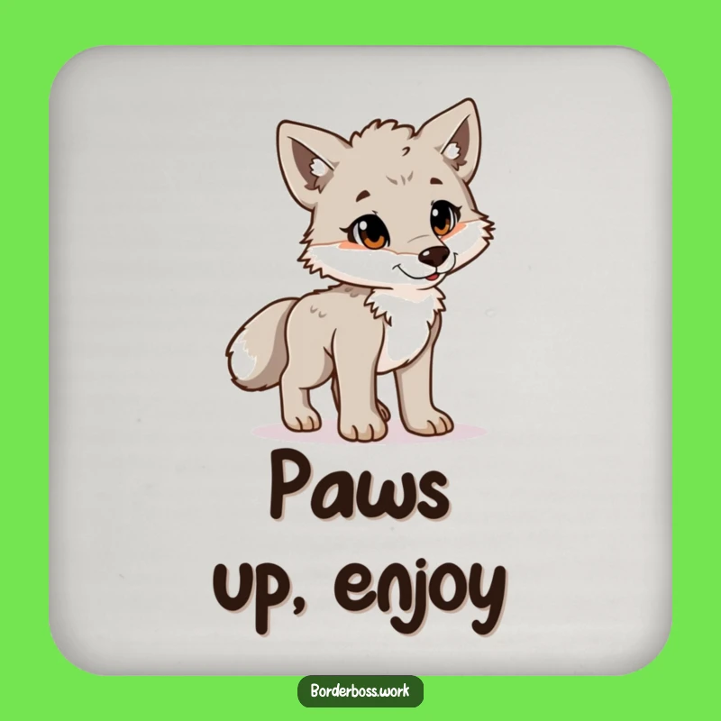 Funny Wolf Cub Coaster: Hilarious Gift to Protect Your Surfaces