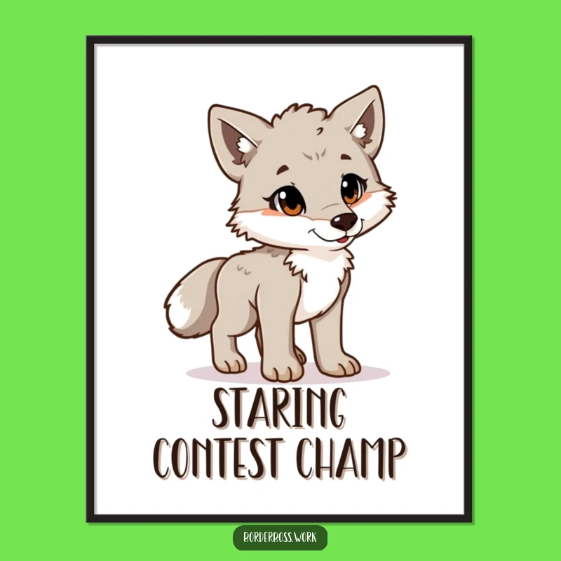 Funny Proud Wolf Cub Poster: Hilarious Art for the Brave Home