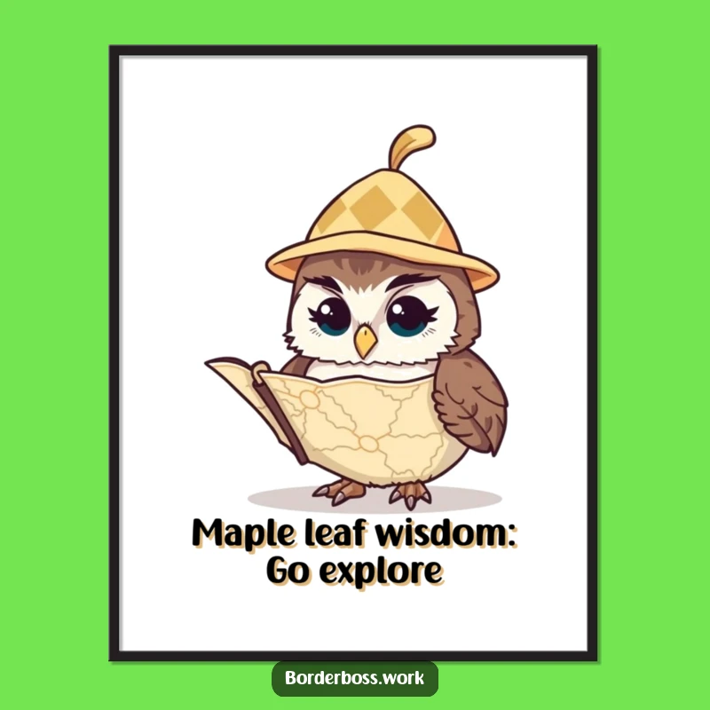 Free Printable Wall Art: Vigilant Owl Hat Map Funny Downloadable Decor