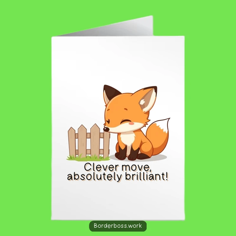 Free Printable Congrats Card: Curious Fox Fence Twinkle Funny Downloadable Gift