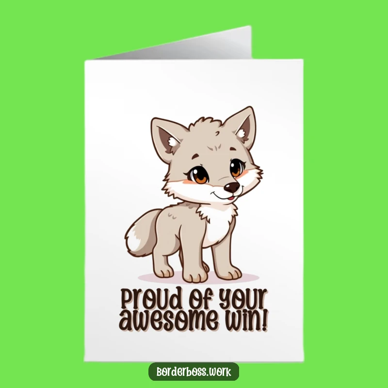 Free Printable Congrats Card: Playful Wolf Cub Proud Posture Funny Downloadable Gift