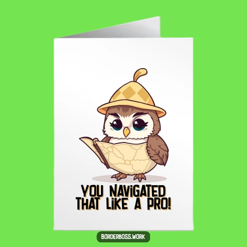 Free Printable Congrats Card: Vigilant Owl Hat Map Funny Downloadable Gift