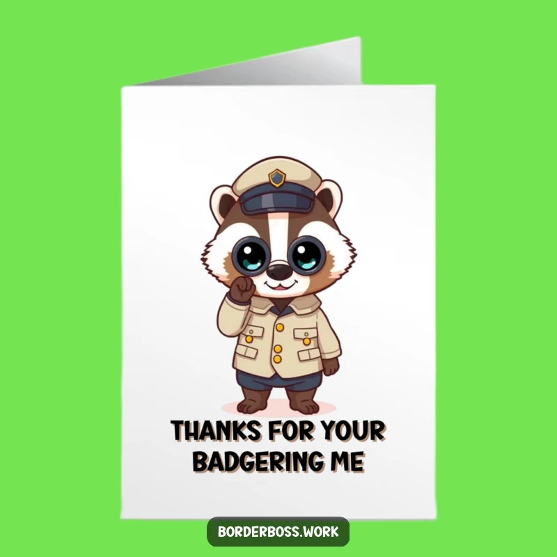 Free Printable Badger Thank You Card: Funny Officer Appreciation Downloadable
