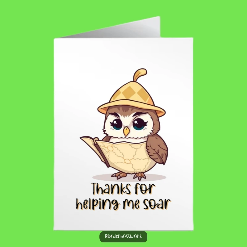 Free Printable Thank You Card: Vigilant Owl Hat Map Funny Downloadable Gift
