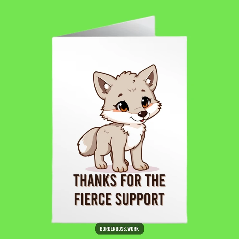Free Printable Thank You Card: Playful Wolf Cub Proud Posture Funny Downloadable Gift