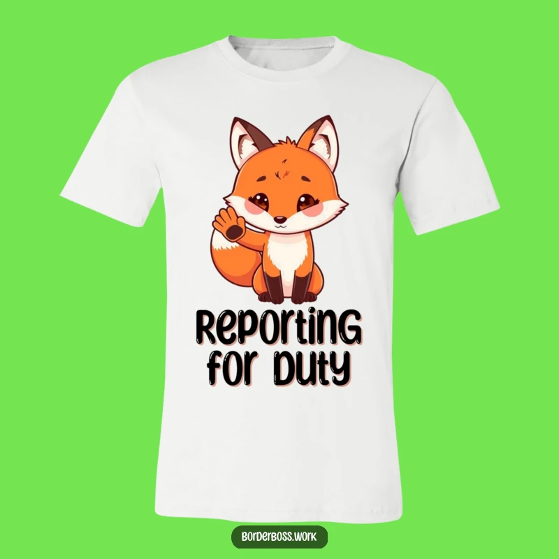 Funny Fox Salute T-Shirt: Joyful Officer Tee for Cute Gift