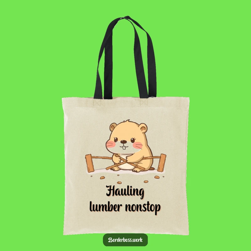 Funny Beaver Border Tote Bag: Chic & Hilarious Gift for the Organized